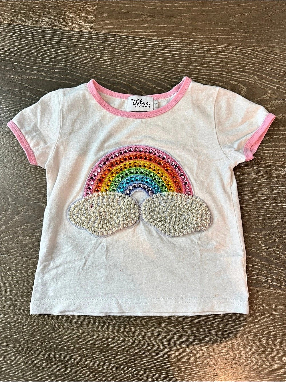 Lola + The Boys Rainbow Pearl Patch T-Shirt Girls 2T